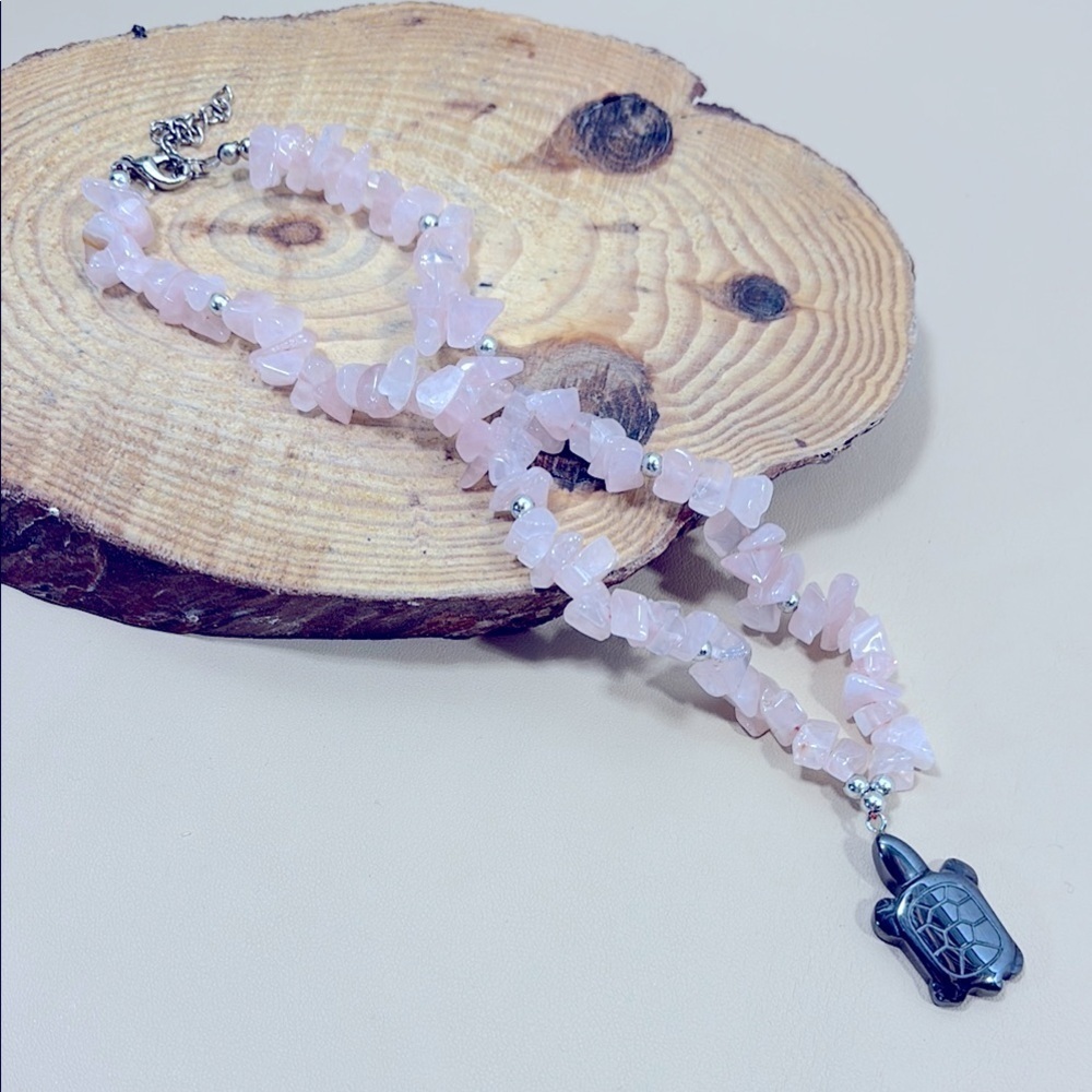 Rose Quartz Turtle Pendant Necklace​​​​​